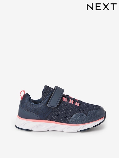 Navy Blue/Pink Elastic Lace-Up Runner Trainers (796500) | €13 - €16