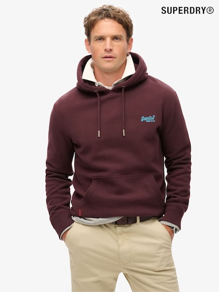 Superdry Burgundy Rich Deep Essential Slim Fit Logo Hoodie (796631) | R$ 545