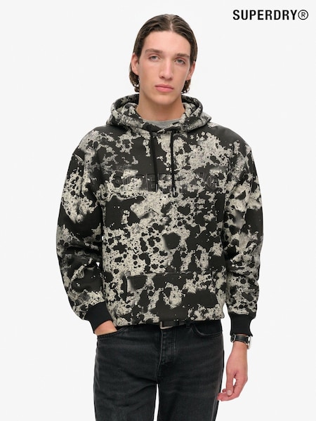צבע שחור עם הדפס ומרקם - Superdry Utility Camo Logo Loose Hoodie (797092) | ‏327‏₪