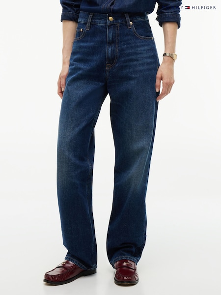 Blue - Tommy Hilfiger Sarah High Rise Straight Faded Jeans