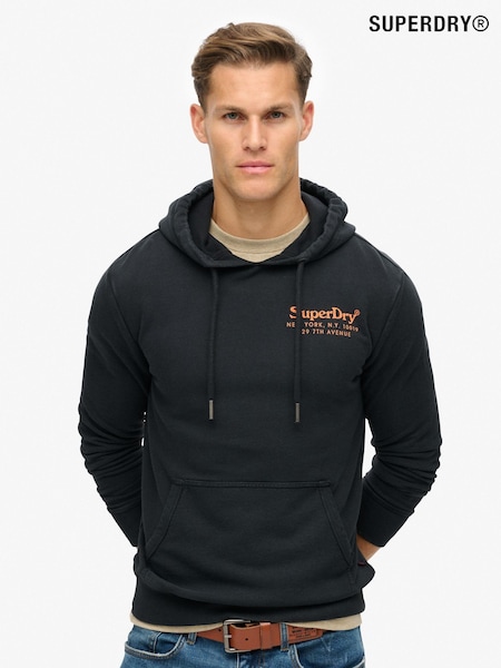 Superdry Jet Black 100% Cotton Tonal Venue Logo Hoodie (797224) | R$ 590