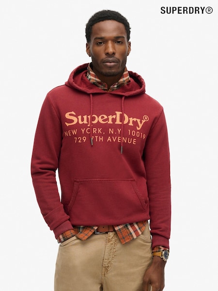 Superdry Wine Red 100% Cotton Tonal Venue Logo Hoodie (797351) | R$ 590