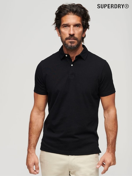 Negru - Tricou polo Superdry 100% Cotton Studios Jersey (797408) | 186 LEI