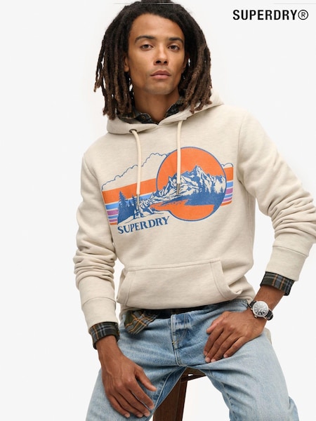 Вівсянка сірий Marl - Superdry Outdoor Graphic у смужку худі (797415) | 3 605 грн