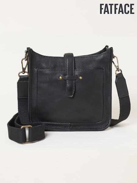 črna - Fatface Leather Crossbody Bag