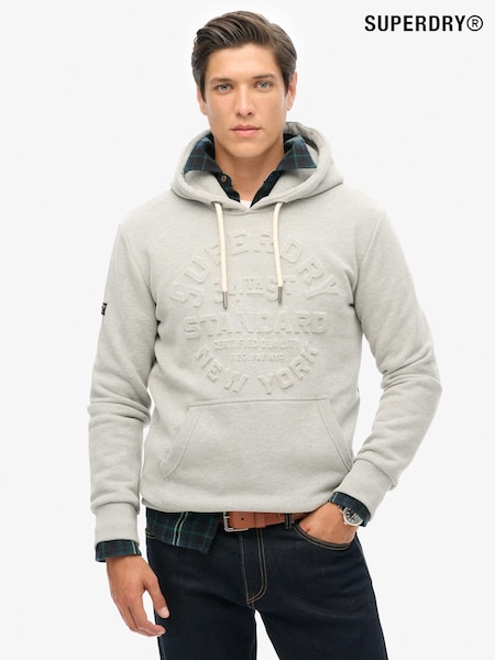 Superdry Stone Beige Marl Embossed Logo Graphic Hoodie (797750) | €87