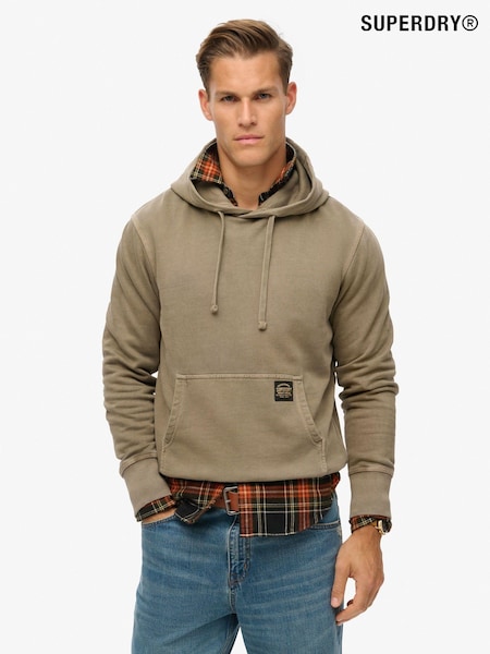 Superdry Washed Morel Brown 100% Cotton Contrast Stitch Relaxed Hoodie (797797) | R$ 590
