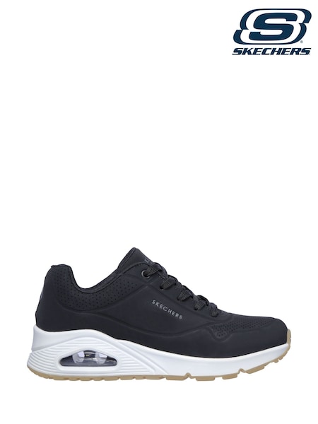 Skechers Black/White Womens Standard Fit Uno Trainers (798023) | AZN 198