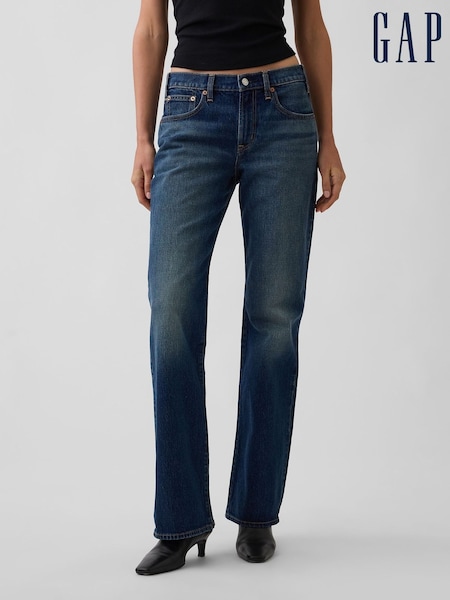 Dark Wash - Gap Mid Rise Relaxed Flare Jeans