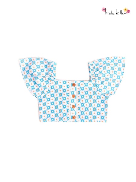 Nicole Miller Multi Printed Crop 100% Cotton Blouse (798198) | 104 LEI - 116 LEI