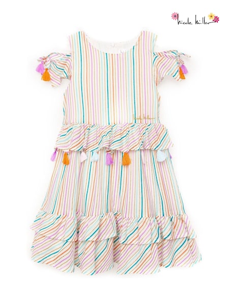 Nicole Miller Striped Cotton White 100% Cotton Dress (798217) | AED125 - AED132