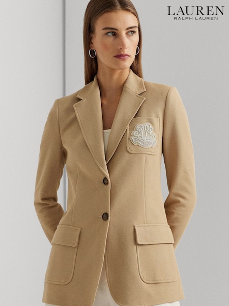 Lauren Ralph Lauren Bullion Stretch Cotton Pique Tan Brown Blazer (798300) | €177