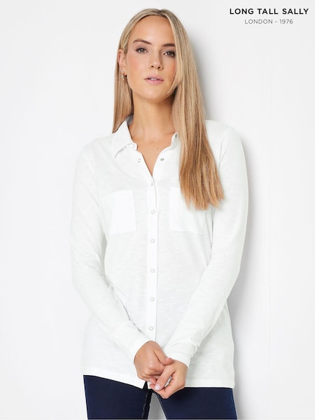 Long Tall Sally White 100% Cotton Jersey Shirt (798353) | 119 QAR