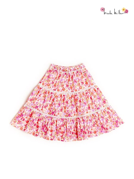 Nicole Miller Pink 100% Cotton Floral Skirt (798560) | 24 € - 26 €