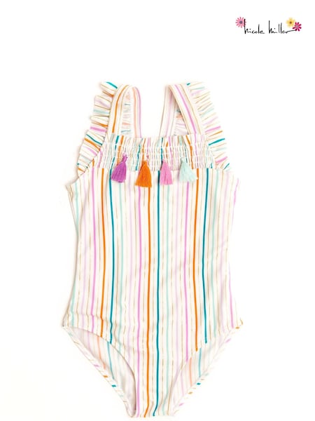Nicole Miller Stripe White Swimsuit (798564) | 112 LEI - 121 LEI