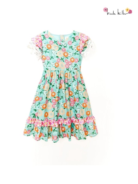 Nicole Miller Green Mixed 100% Cotton Floral Dress (798628) | €28 - €30