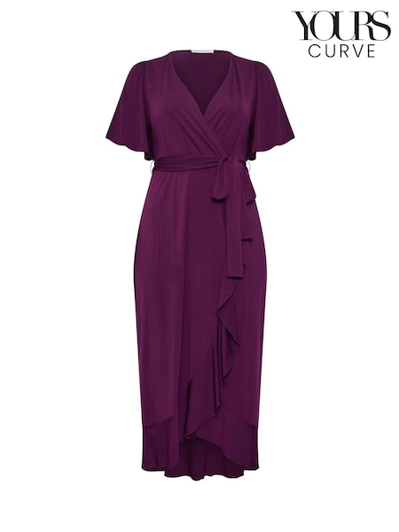 Purple - Yours Curve Ruffle Wrap Maxi Dress