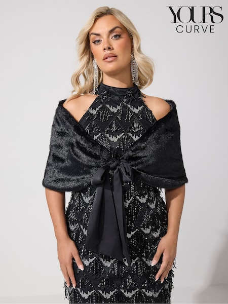 Schwarz - Yours Curve Faux Fur Shawl