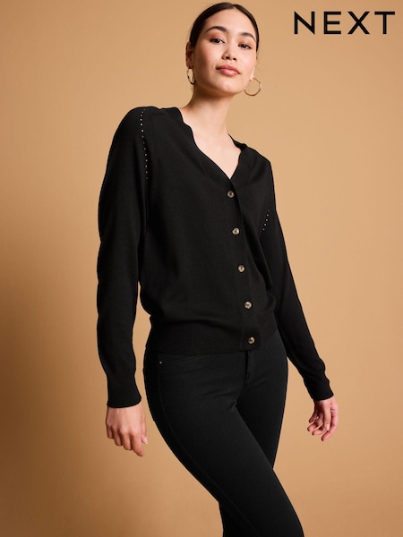 Black Soft Touch Button Up Knitted Cardigan (798982) | LEI 128