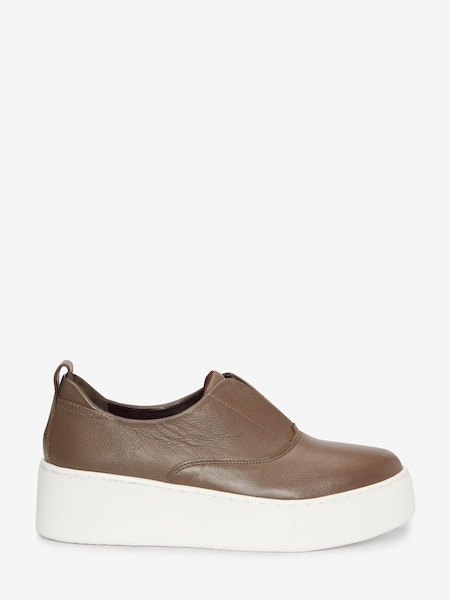Dark Natural Slip On Signature Forever Comfort® Leather Wedge Trainers (799045) | €29