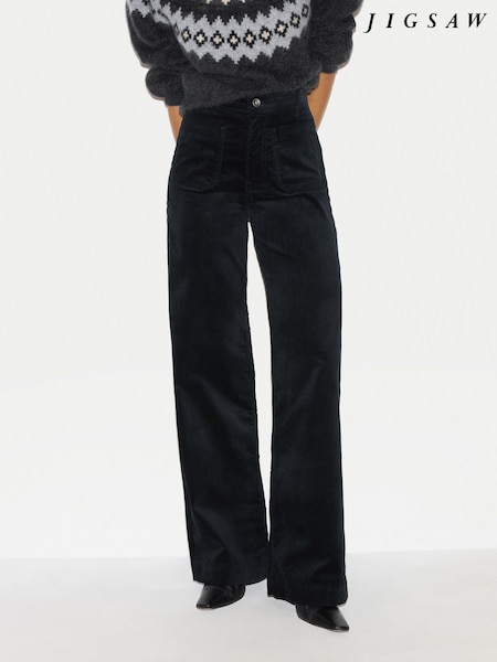 Black - Jigsaw Rhea Velvet Patch Pocket Jeans