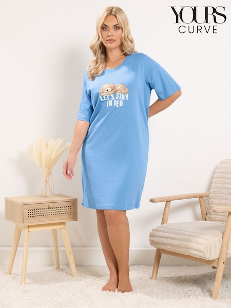 Blue - Yours Curve Cockapoo Print Nightdress