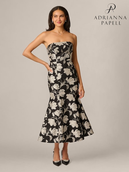 Black - Adrianna Papell Floral Jacquard Dress