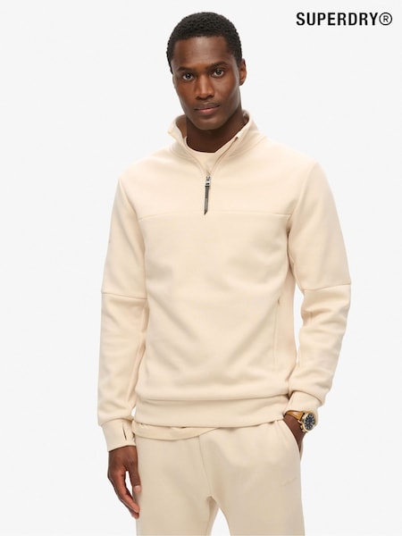 Superdry Tapioca Cream Beige Dark Moss Green Tech Loose Half Zip Sweatshirt (799539) | R$ 590