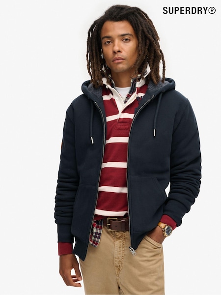 Bleumarin eclipsă - Hanorac Superdry căptușit cu blăniță și cu fermoar (799550) | 350 LEI