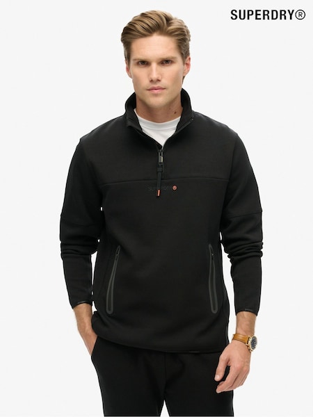 Superdry Black Black Tech Logo Half Zip Sweatshirt (799601) | R$ 590