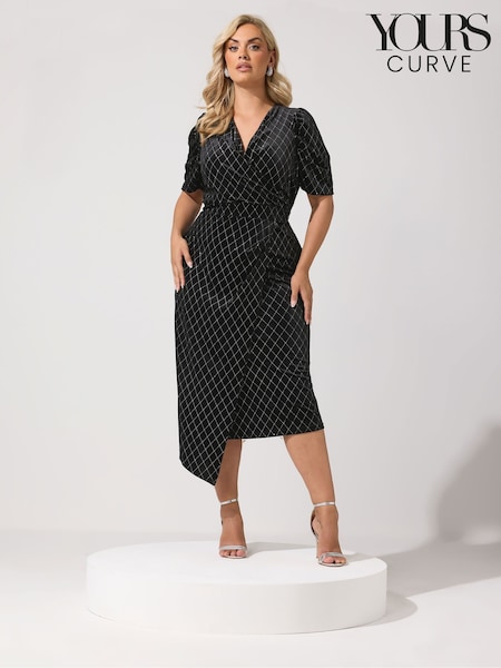 Қара - Yours Curve London барқыт жылтыр көйлек