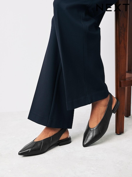 Black Forever Comfort® Leather Panelled Slingback Shoes (799775) | € 24