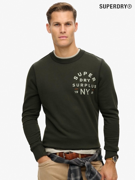Вимитий чорний - Superdry Washed чорний 100% Cotton Surplus Graphic круглий виріз світшот (799827) | 3 605 грн