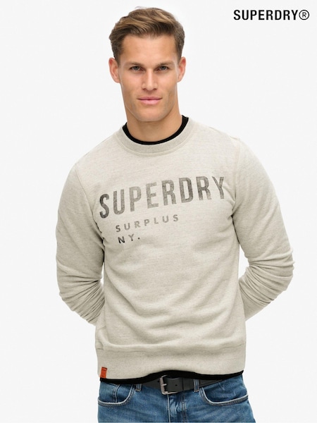 Superdry Washed Grey Washed Black 100% Cotton Surplus Graphic Crew Neck Sweatshirt (799961) | R$ 590