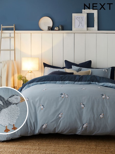 Blue Tufted Puffin 100% Cotton Duvet Cover and Pillowcase Set (7J6322) | €53 - €92