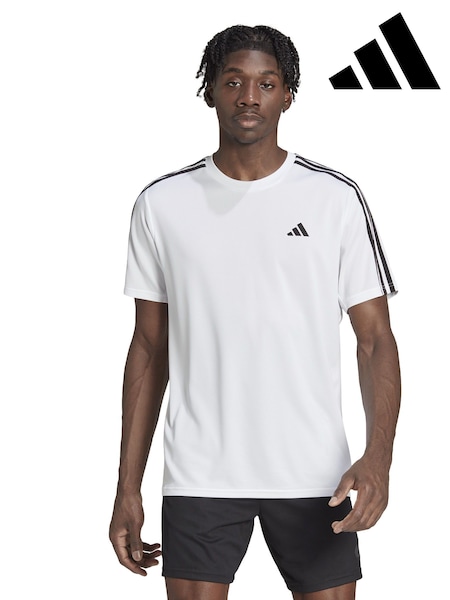 adidas White Train Essentials 3-Stripes Training T-Shirt (7N1009) | €15