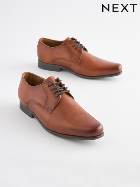 Tan Brown Leather Lace Up Shoes (7WE981) | 94 QAR - 121 QAR