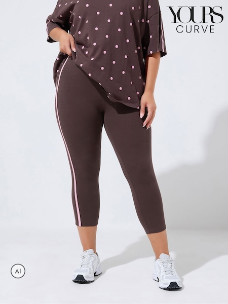 Brown - Yours Curve Active Crop Leggings