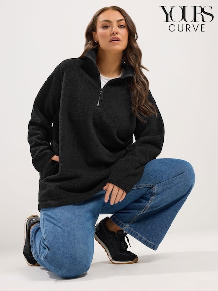Black - Yours Curve Quarter Zip Fleece