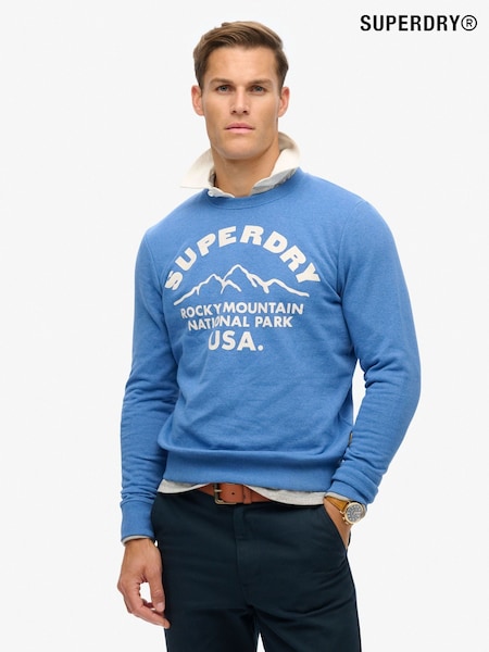 Superdry Ocean Blue Marl Lo-Fi Outdoors Graphic Crew Sweat top (800134) | R$ 545