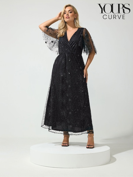 Sort - Yours Curve Celestial Sequin Mesh Maxi Dress