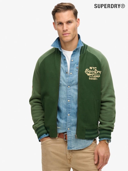 Superdry Forest Green College Graphic Jersey Bomber Jacket (800235) | €114