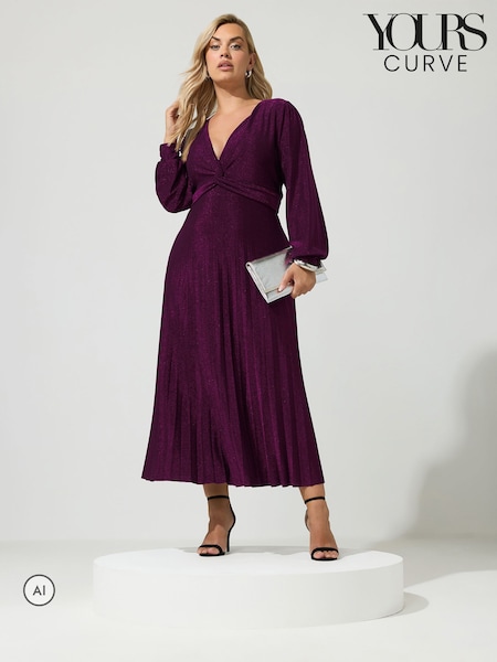 Rosa - Yours Curve Metallic Pleated Knot Dress