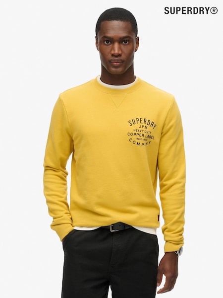 Superdry Pigment Yellow 100% Cotton Copper Label Graphic Crew Sweat Top (800463) | R$ 545