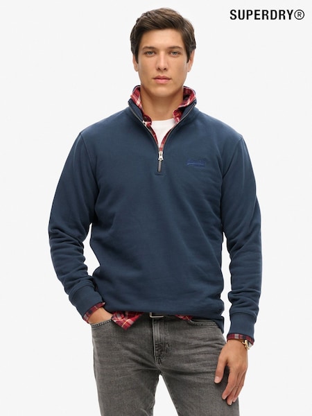 Superdry Lauren Navy Essential Logo Slim Fit Half Zip (800663) | 136 QAR