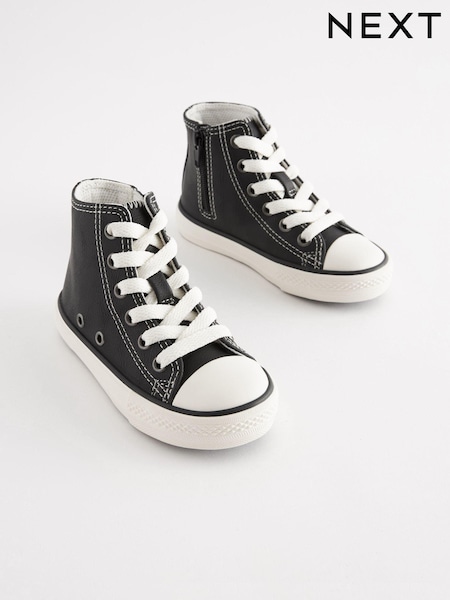 Black Standard Fit (F) High Top Trainers (800668) | €10.50 - €12
