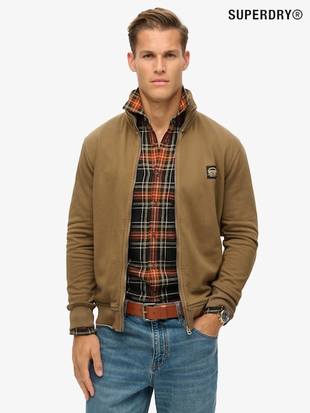 Marrón teca lavado - Superdry Contrast Stitch Track 100% Cotton Jacket (800702) | 80 €