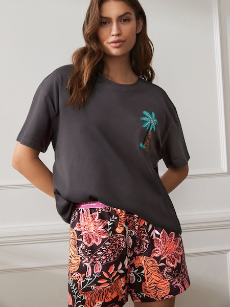 Charcoal Grey Safari Cotton Short Set Pyjamas (800833) | €12