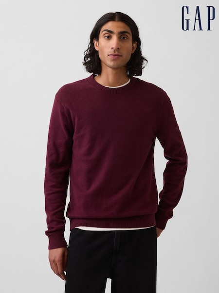 Burgundy Red - Regular Gap Cashsoft Crew Jumper