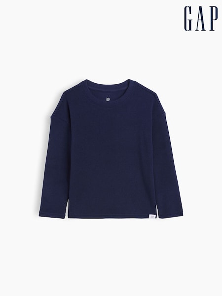 Navy - Gap Cosy Waffle Knit Long Sleeve T-shirt (6mths-5yrs)
